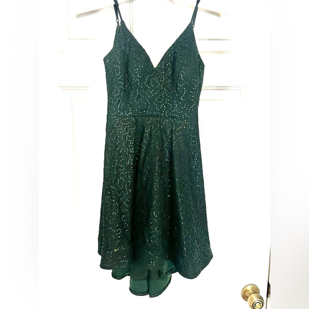 Emerald Green lace and sequins dress size XS 1/2